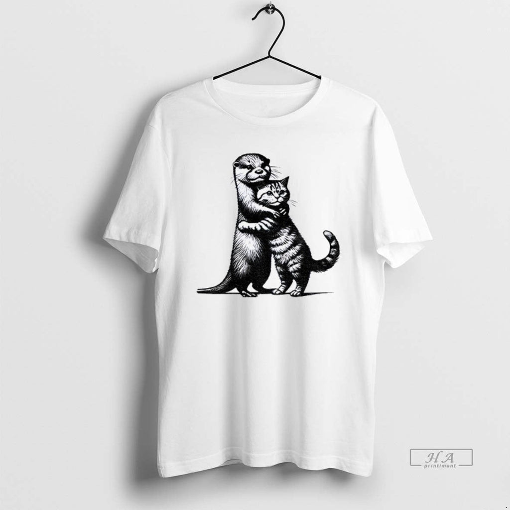 Official Trendy Otter Hug Cat Funny Meme - Adult & Kids T-Shirts, Sweatshirts & Hoodies apparel design preview 1