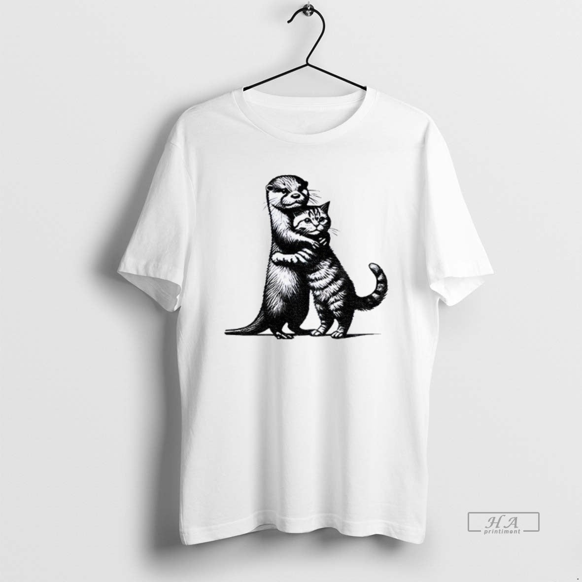 Official Trendy Otter Hug Cat Funny Meme - Adult & Kids T-Shirts, Sweatshirts & Hoodies apparel design preview 1