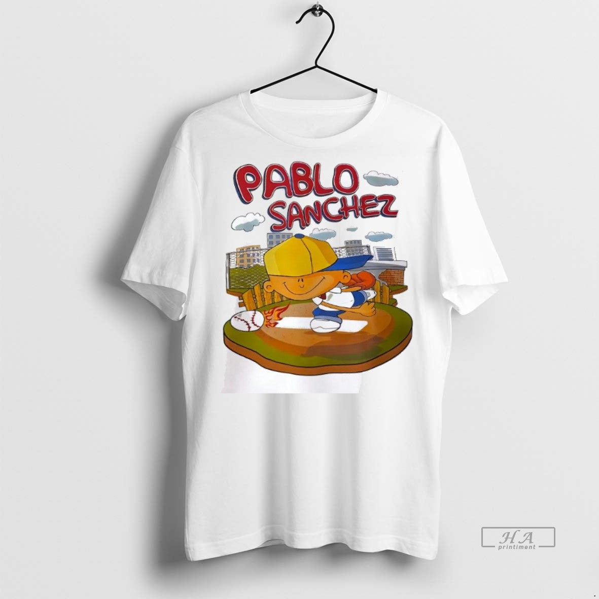 Official Trendy Pablo Sanchez 2025 Baseball Cartoon - Adult & Kids T-Shirts, Sweatshirts & Hoodies apparel design preview 1