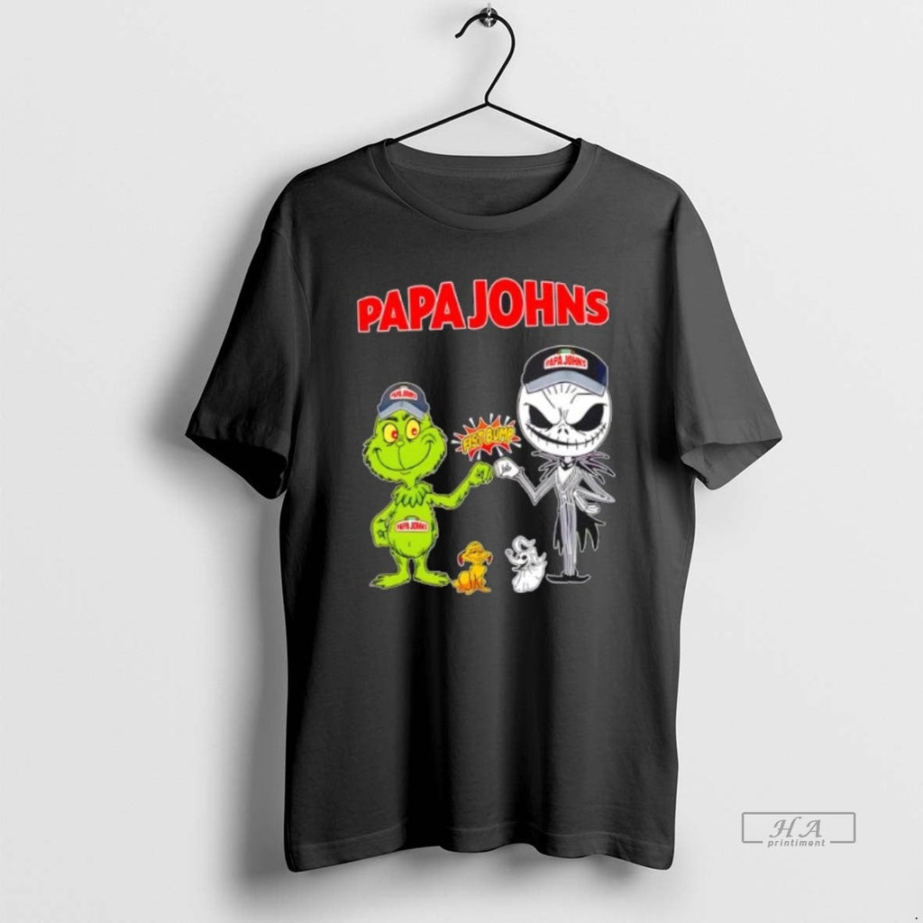 Official Trendy Papa Johns X Grinch And Jack - Adult & Kids T-Shirts, Sweatshirts & Hoodies apparel design preview 1
