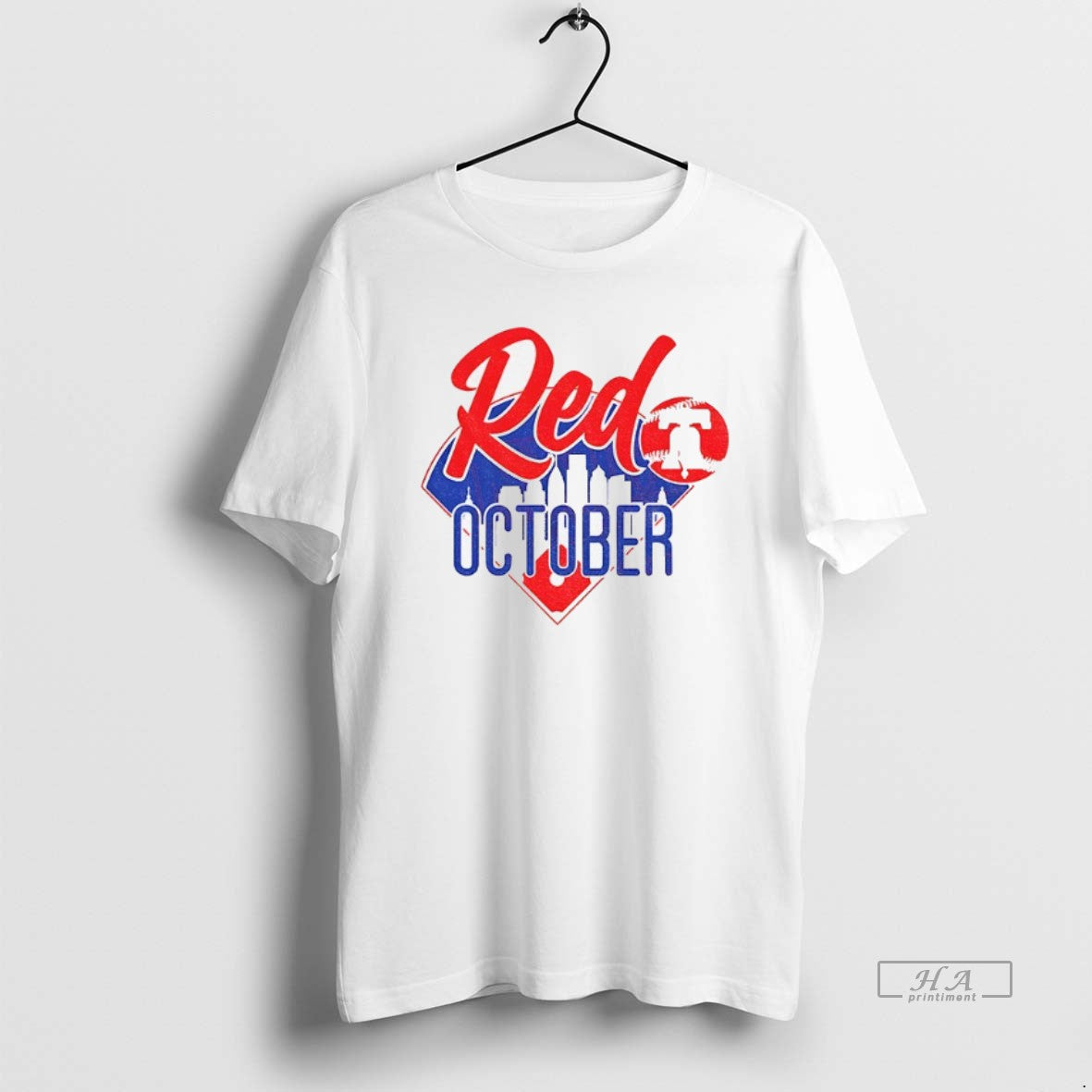 Official Trendy Red October Philly Baseball Skyline - Adult & Kids T-Shirts, Sweatshirts & Hoodies apparel design preview 1