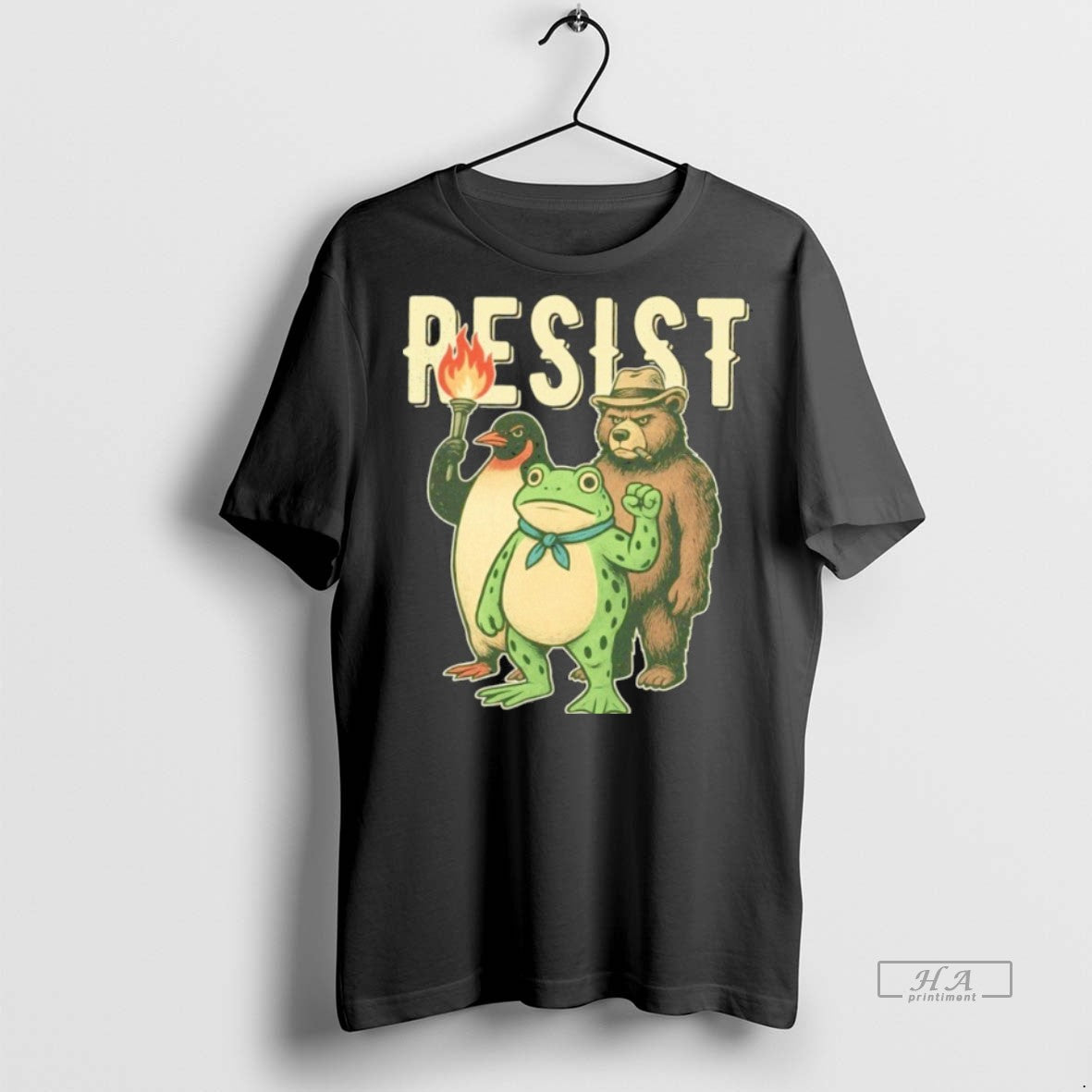Official Trendy Resist Penguin And Frog Bear Sweater - Adult & Kids T-Shirts, Sweatshirts & Hoodies apparel design preview 1