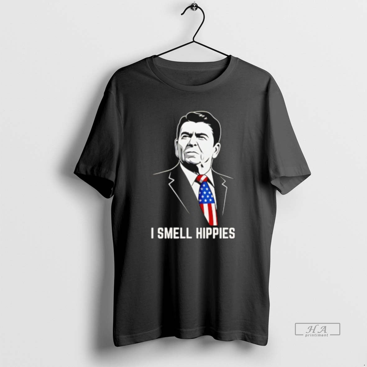 Official Trendy Ronald Reagan I Smell Hippies - Adult & Kids T-Shirts, Sweatshirts & Hoodies apparel design preview 1