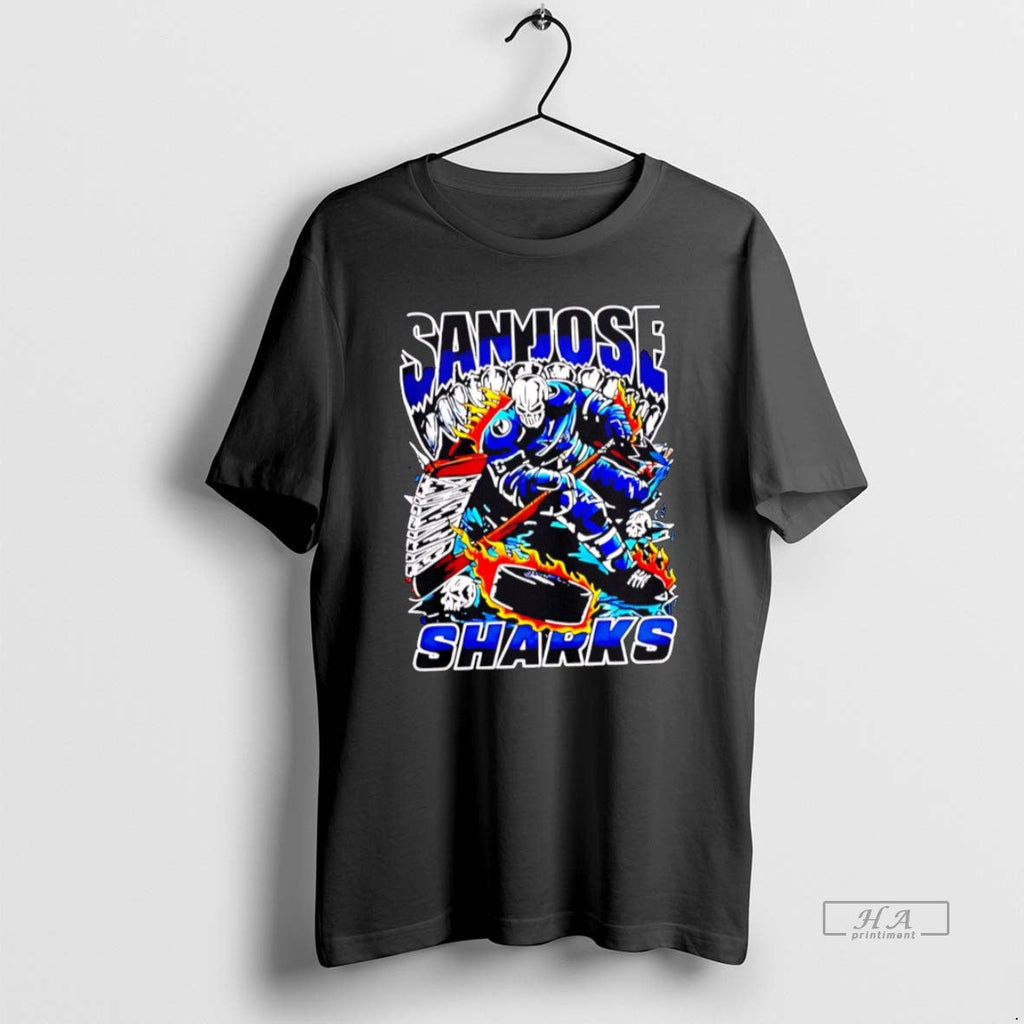 Official Trendy San Jose Sharks Skeleton Player - Adult & Kids T-Shirts, Sweatshirts & Hoodies apparel design preview 1