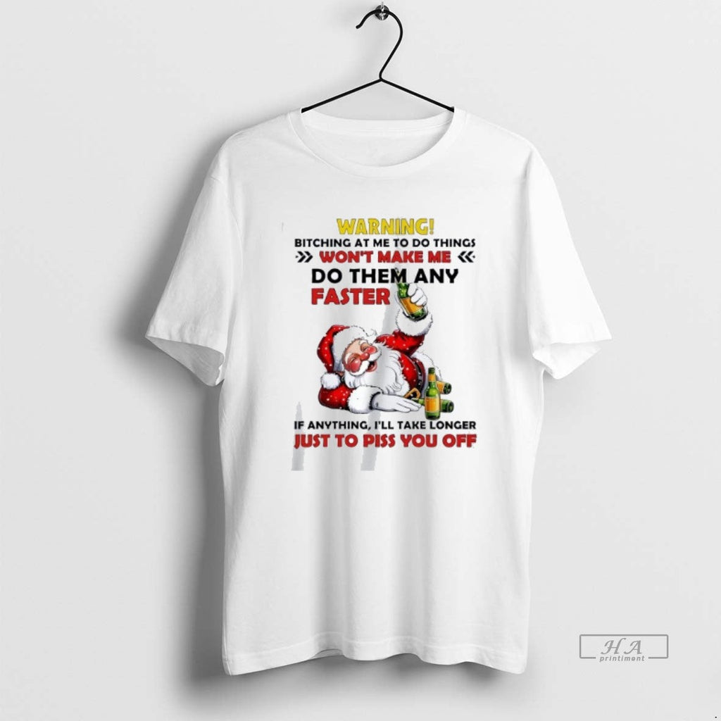Official Trendy Santa Warning Bitching At Me To Do - Adult & Kids T-Shirts, Sweatshirts & Hoodies apparel design preview 1