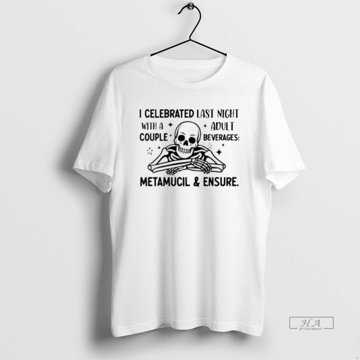 Official Trendy Skeleton I Celebrated Last Night With - Adult & Kids T-Shirts, Sweatshirts & Hoodies apparel design preview 1