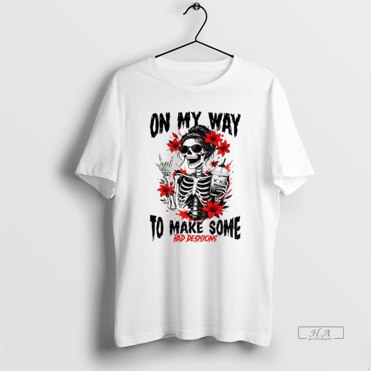 Official Trendy Skeleton On My Way To Make Some Bad - Adult & Kids T-Shirts, Sweatshirts & Hoodies apparel design preview 1