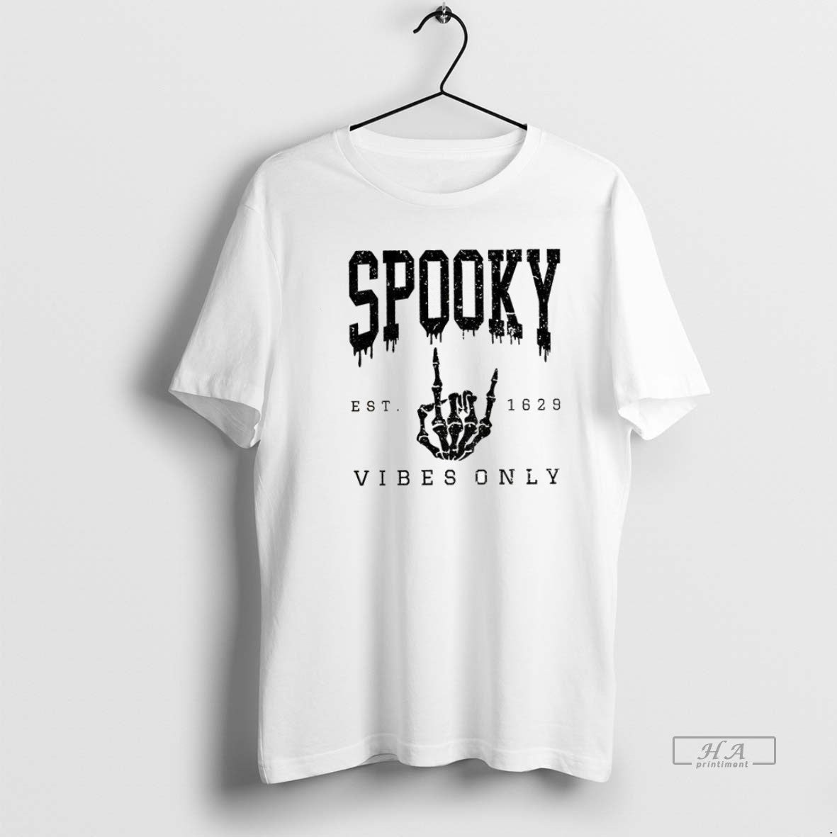 Official Trendy Skeleton Spooky Vibes Only Est 1629 - Adult & Kids T-Shirts, Sweatshirts & Hoodies apparel design preview 1