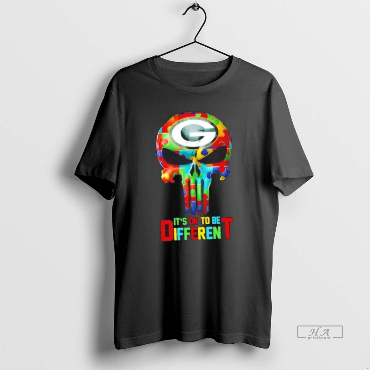 Official Trendy Skull Green Bay Packers Its Ok To Be - Adult & Kids T-Shirts, Sweatshirts & Hoodies apparel design preview 1