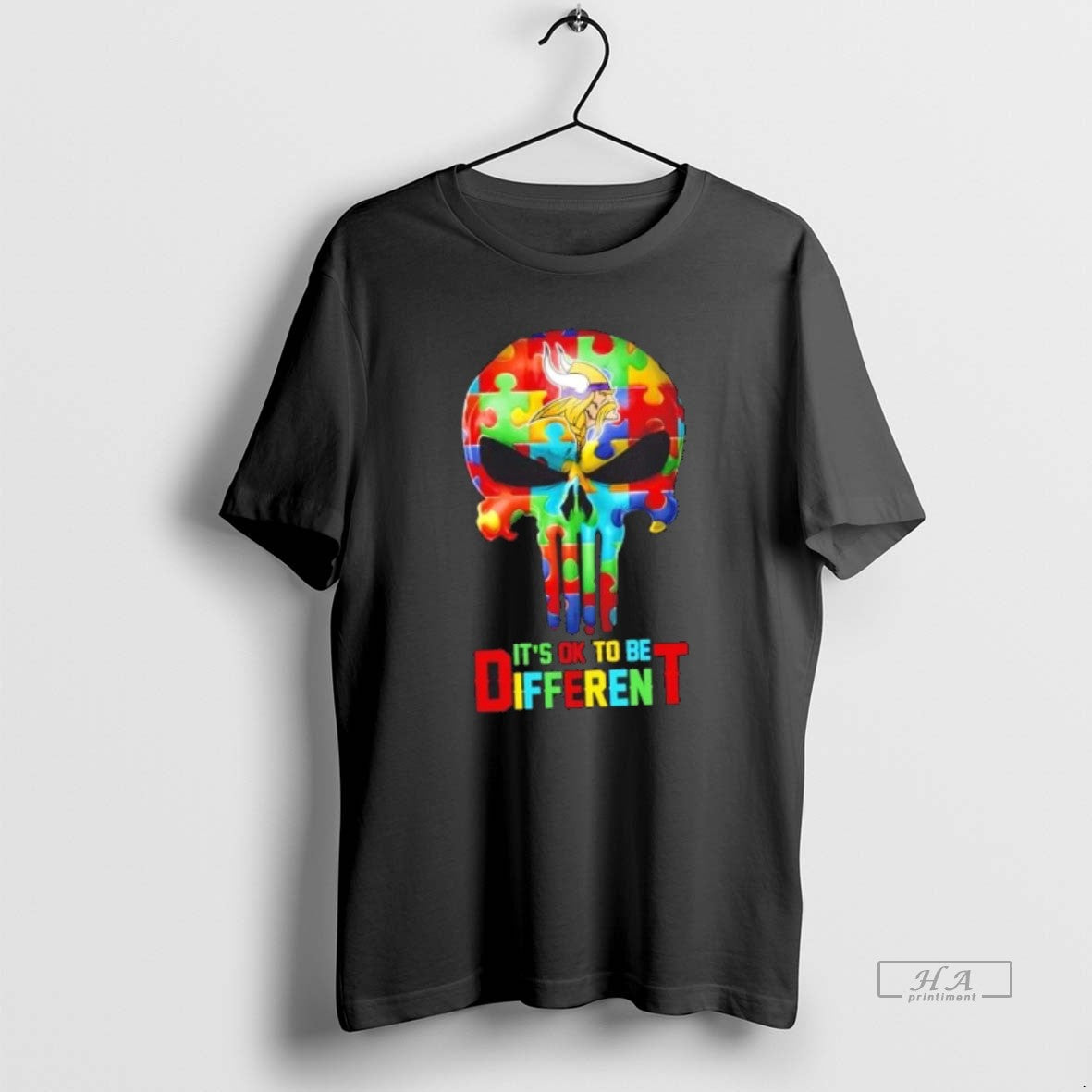Official Trendy Skull Minnesota Vikings Its Ok To Be - Adult & Kids T-Shirts, Sweatshirts & Hoodies apparel design preview 1