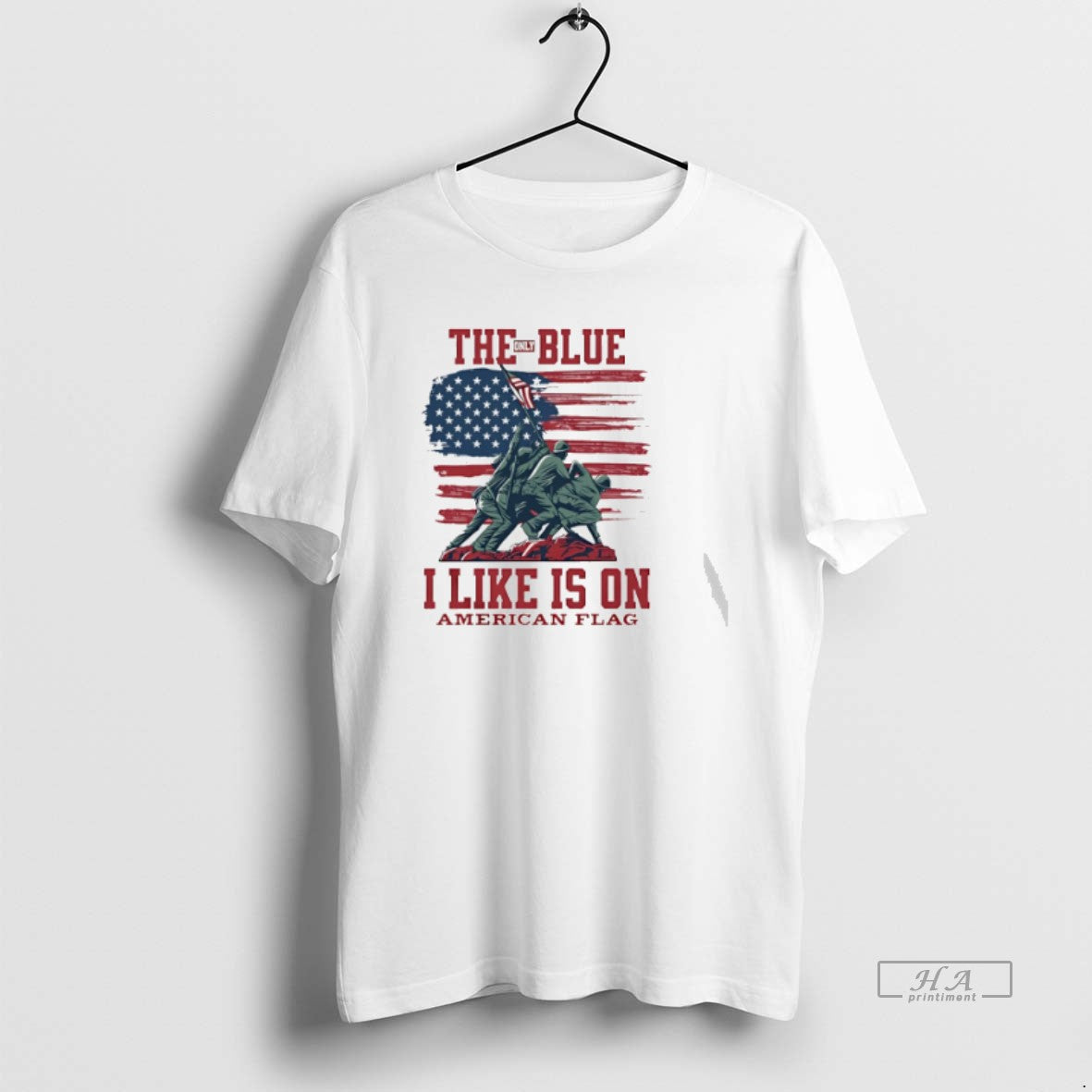 Official Trendy Stars And Stripes The Only Blue I - Adult & Kids T-Shirts, Sweatshirts & Hoodies apparel design preview 1