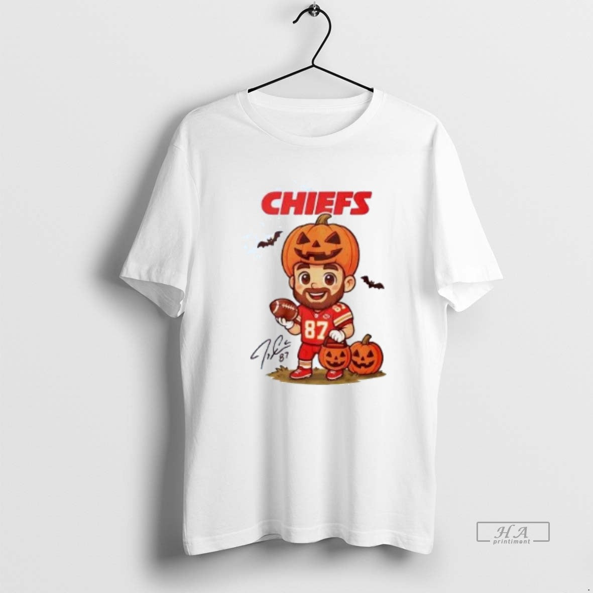Official Trendy Travis Kelce Trick Or Treat Chiefs - Adult & Kids T-Shirts, Sweatshirts & Hoodies apparel design preview 1