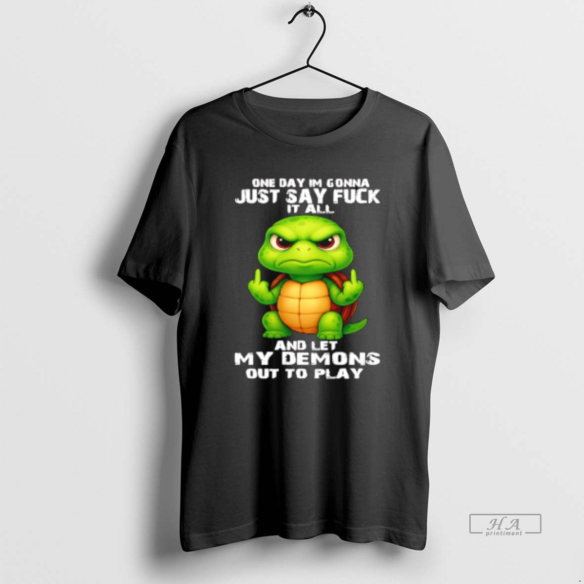 Official Trendy Turtle Middle Finger One Day Im Gonna - Adult & Kids T-Shirts, Sweatshirts & Hoodies apparel design preview 1