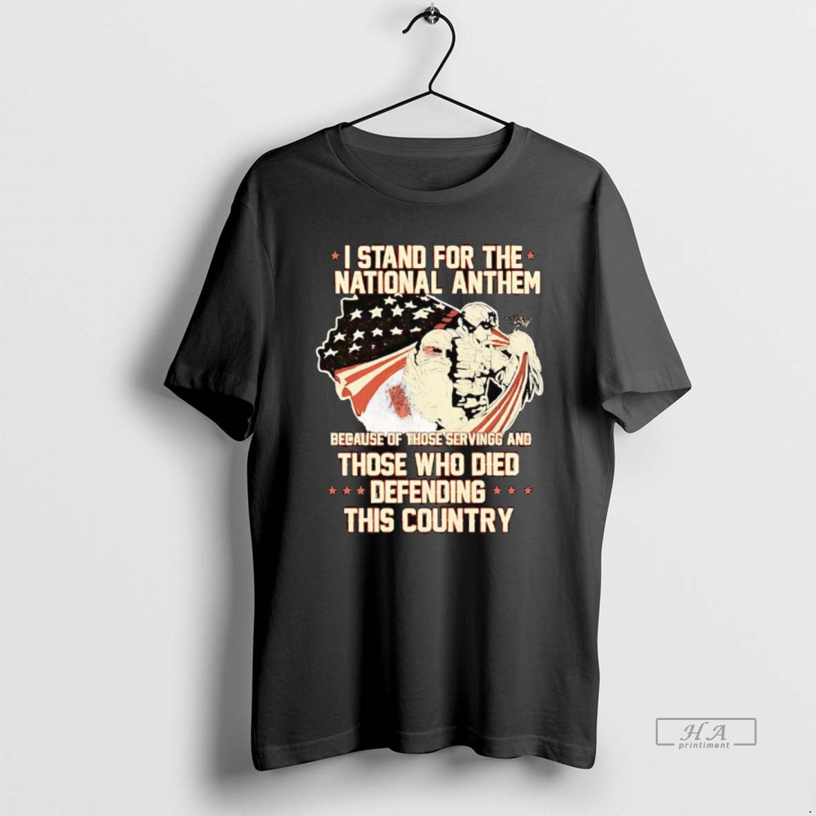 Official Trendy Veteran I Stand For The National - Adult & Kids T-Shirts, Sweatshirts & Hoodies apparel design preview 1