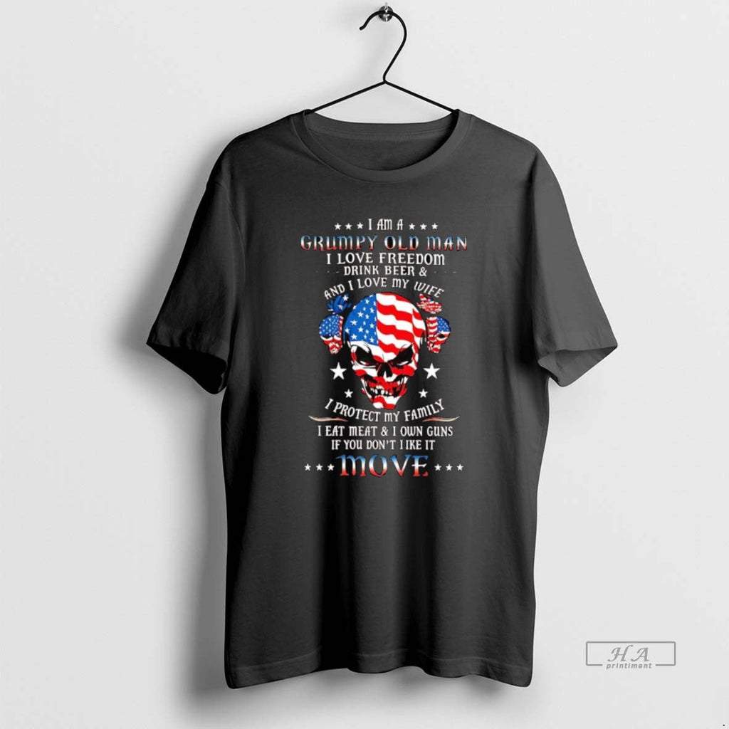 Official Trendy Veteran Skull Im A Grumpy Old Man I - Adult & Kids T-Shirts, Sweatshirts & Hoodies apparel design preview 1