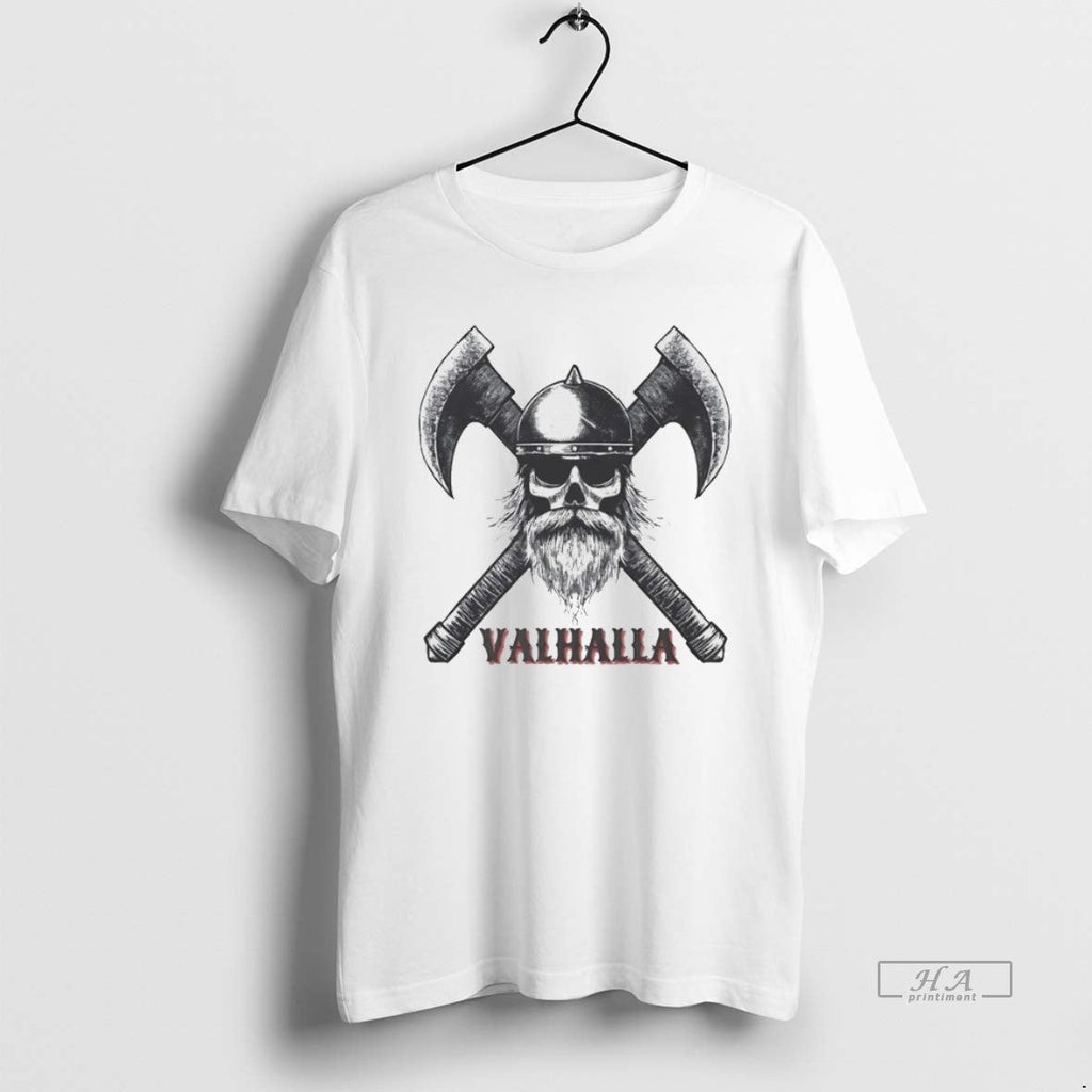 Official Trendy Viking Valhalla Skull Crosses Axe - Adult & Kids T-Shirts, Sweatshirts & Hoodies apparel design preview 1