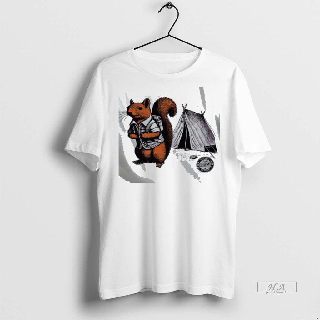 Official Trendy Whimsical Camping Squirrel Color Pop - Adult & Kids T-Shirts, Sweatshirts & Hoodies apparel design preview 1
