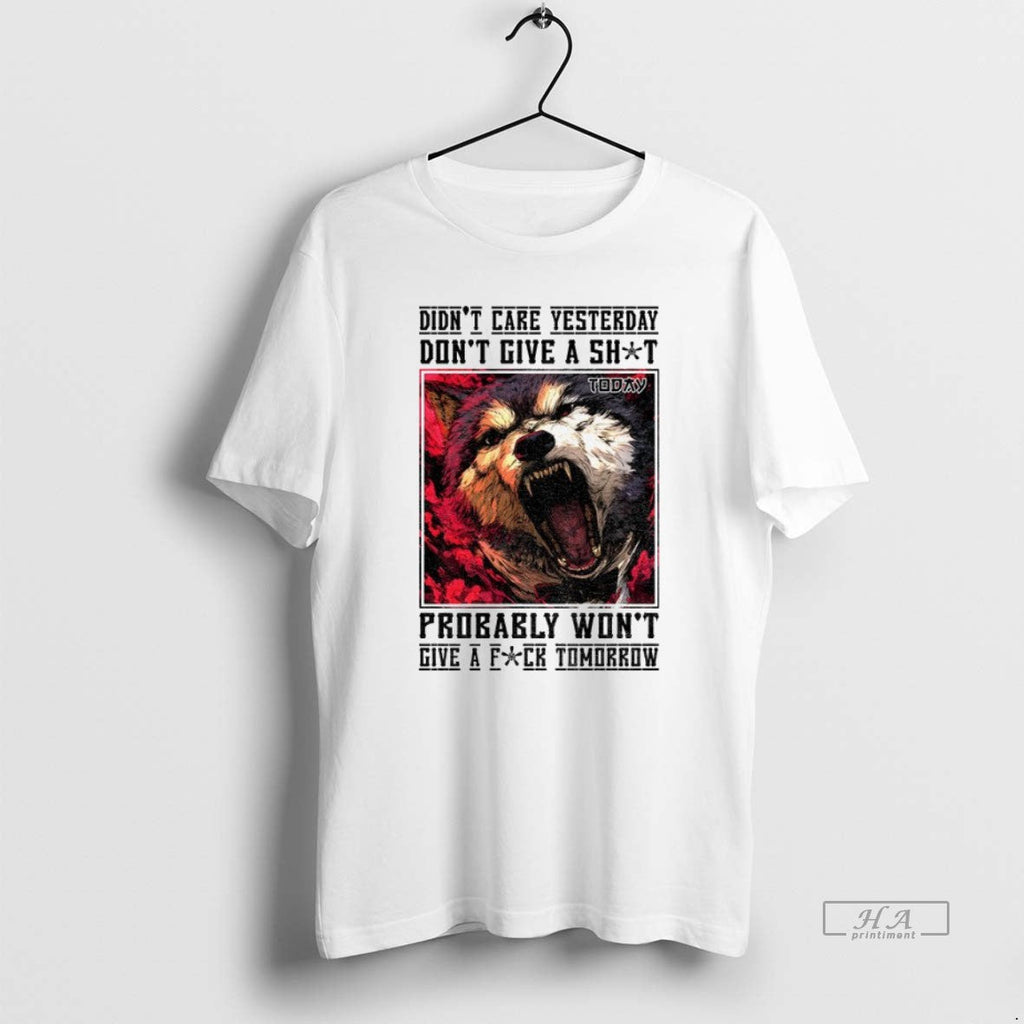 Official Trendy Wolf Didnt Care Yesterday Dont Give A - Adult & Kids T-Shirts, Sweatshirts & Hoodies apparel design preview 1