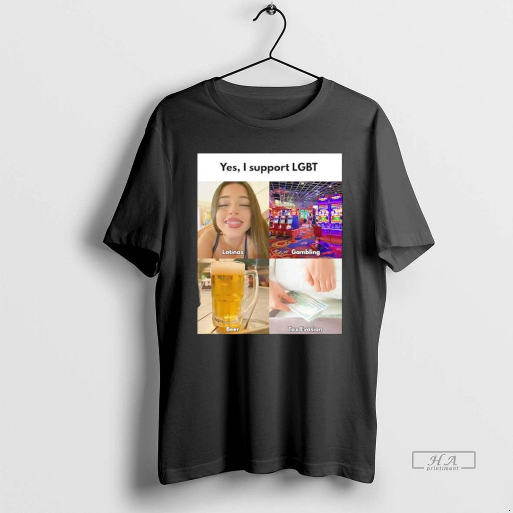 Official Trendy Yes I Support Lgbt Latinas Gambling - Adult & Kids T-Shirts, Sweatshirts & Hoodies apparel design preview 1