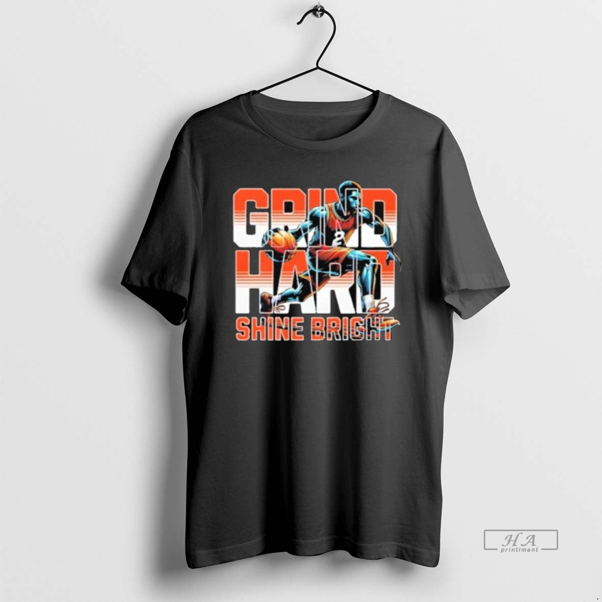 Official Trendy Grind Hard Shine Bright Basketball - Adult & Kids T-Shirts, Sweatshirts & Hoodies apparel design preview 1