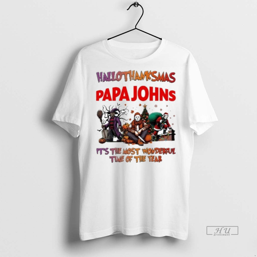 Officials 2025 Papa Johns Pizza Logo Hallothanksmas - Adult & Kids T-Shirts, Sweatshirts & Hoodies apparel design preview 1