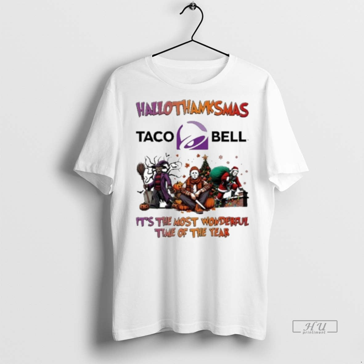 Officials 2025 Taco Bell Logo Hallothanksmas Horror - Adult & Kids T-Shirts, Sweatshirts & Hoodies apparel design preview 1