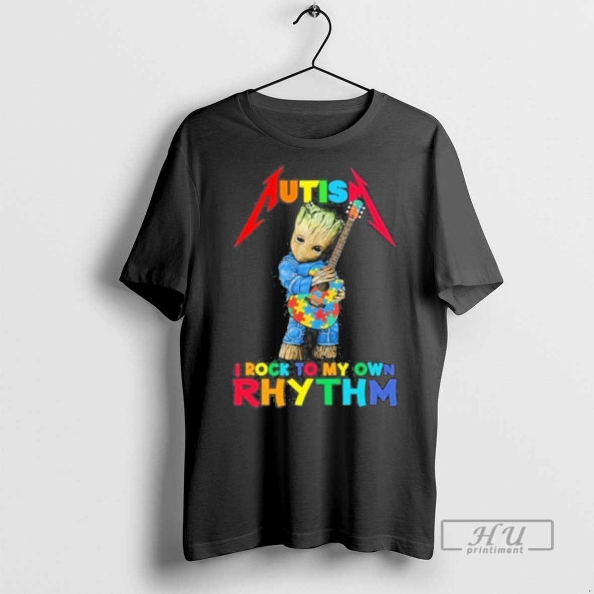 Officials Autism Groot I Rock To My Own Rhythm - Adult & Kids T-Shirts, Sweatshirts & Hoodies apparel design preview 1