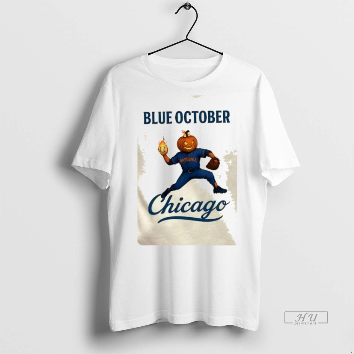 Officials Blue October Chicago Cubs Pumpkin Happy - Adult & Kids T-Shirts, Sweatshirts & Hoodies apparel design preview 1