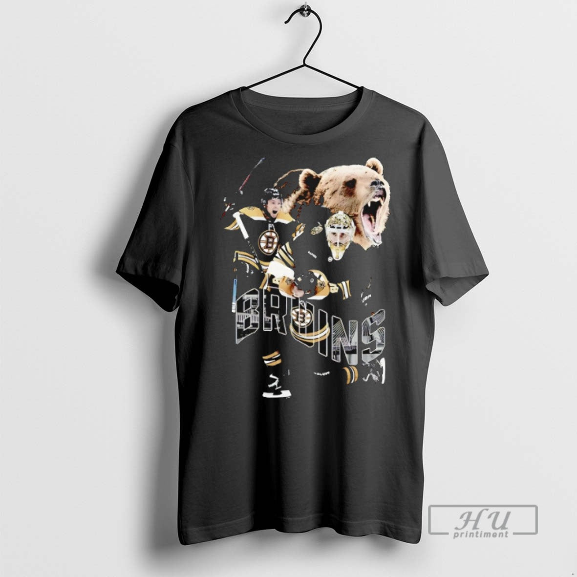 Officials Boston Bruins Ice Hockey Bear With Player - Adult & Kids T-Shirts, Sweatshirts & Hoodies apparel design preview 1