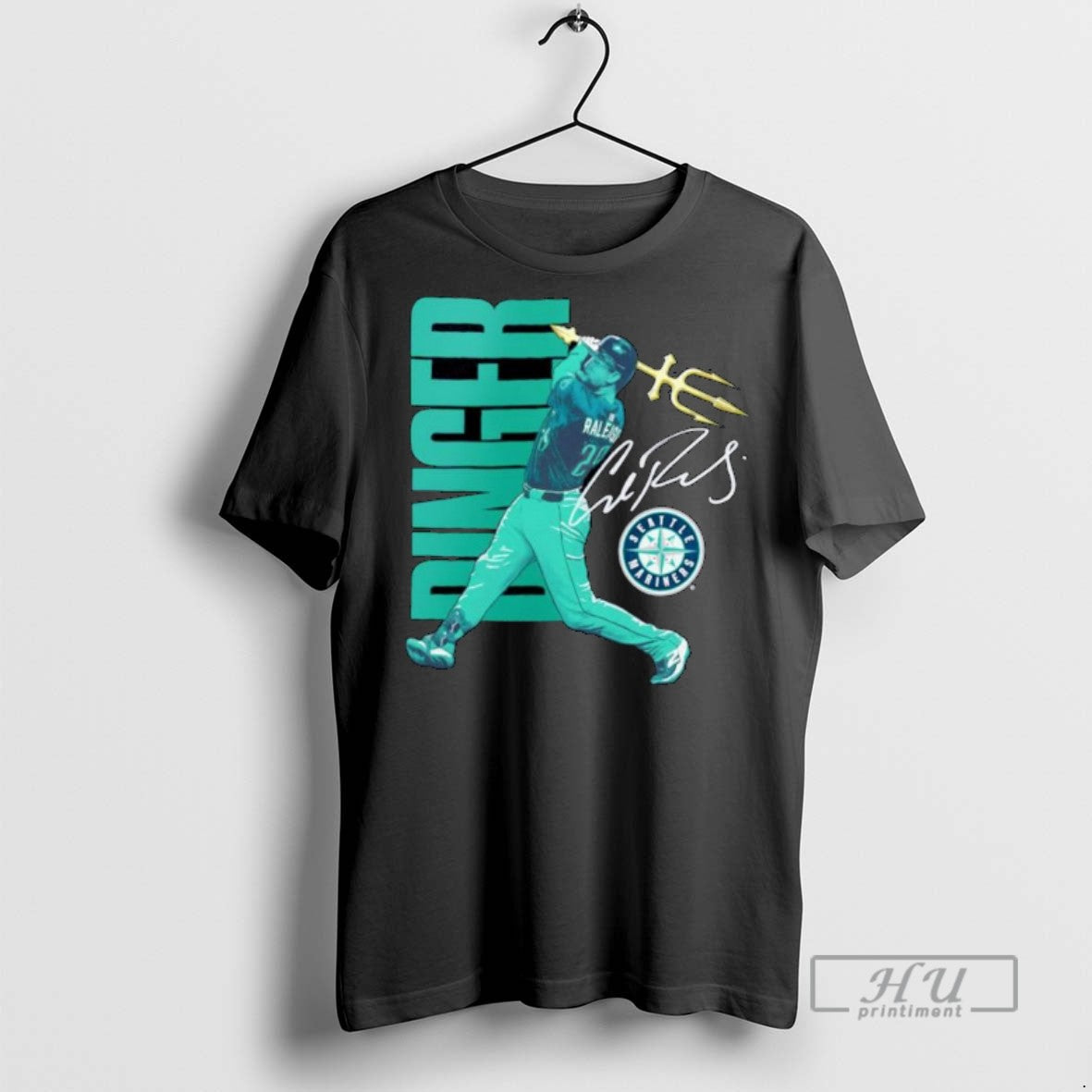 Officials Cal Raleigh Mlb Seattle Mariners Trident - Adult & Kids T-Shirts, Sweatshirts & Hoodies apparel design preview 1