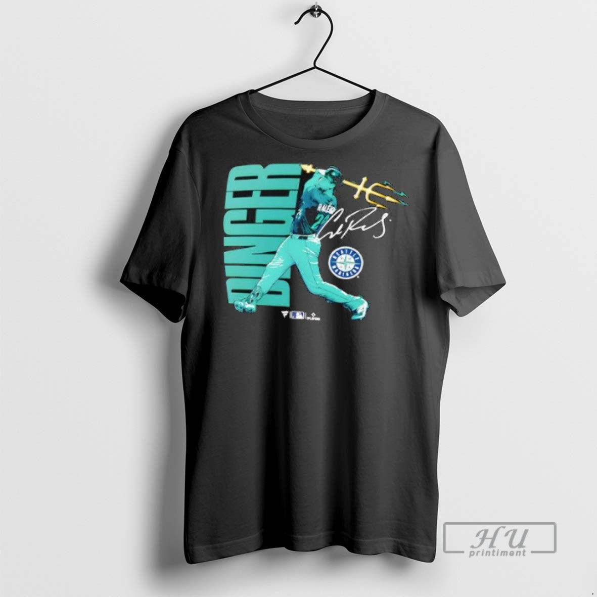 Officials Cal Raleigh Seattle Mariners Trident Swing - Adult & Kids T-Shirts, Sweatshirts & Hoodies apparel design preview 1
