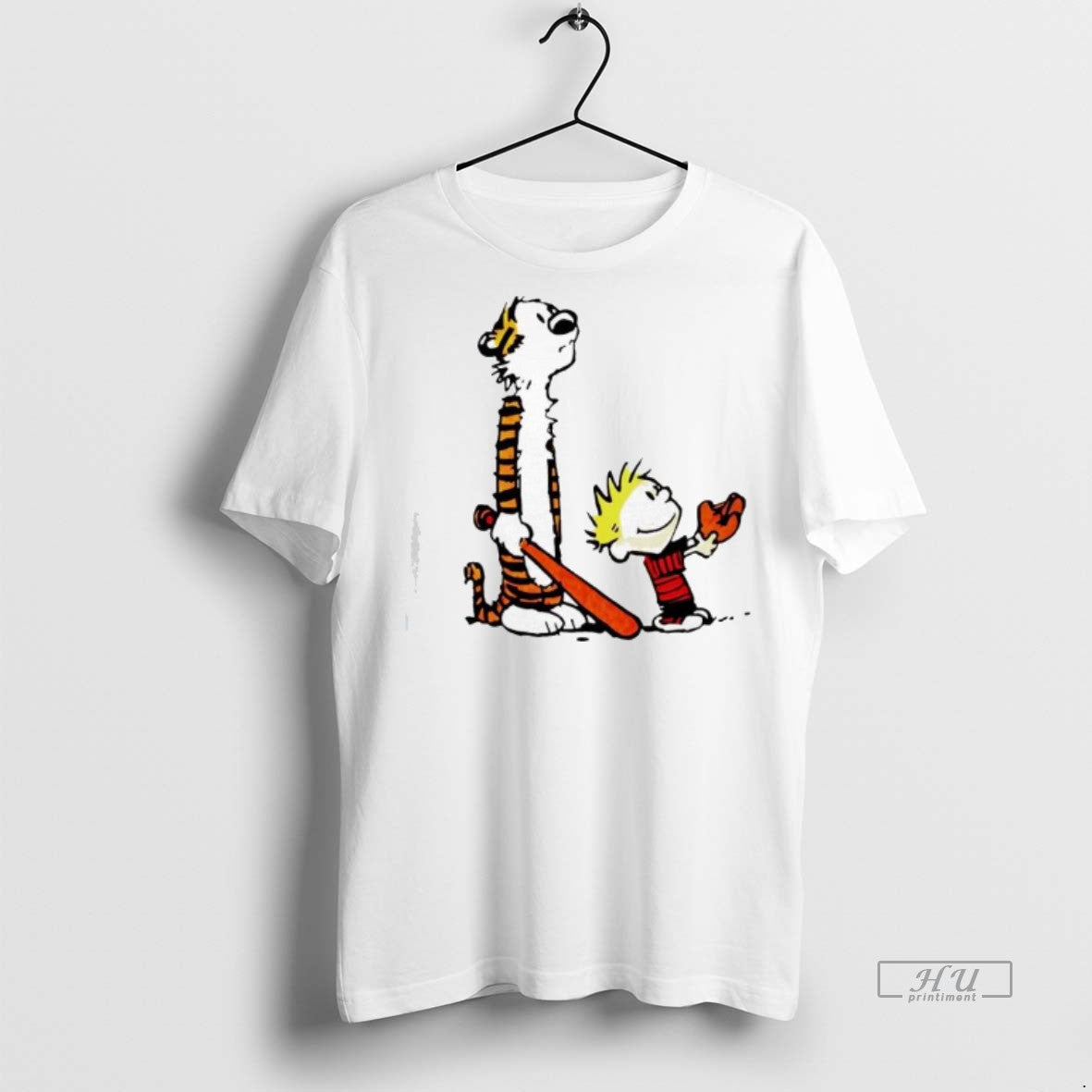 Officials Calvin And Hobbes Holding A Baseball Glove - Adult & Kids T-Shirts, Sweatshirts & Hoodies apparel design preview 1