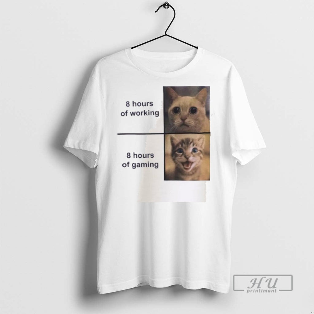 Officials Cat 8 Hour Of Working Hours Gaming - Adult & Kids T-Shirts, Sweatshirts & Hoodies apparel design preview 1
