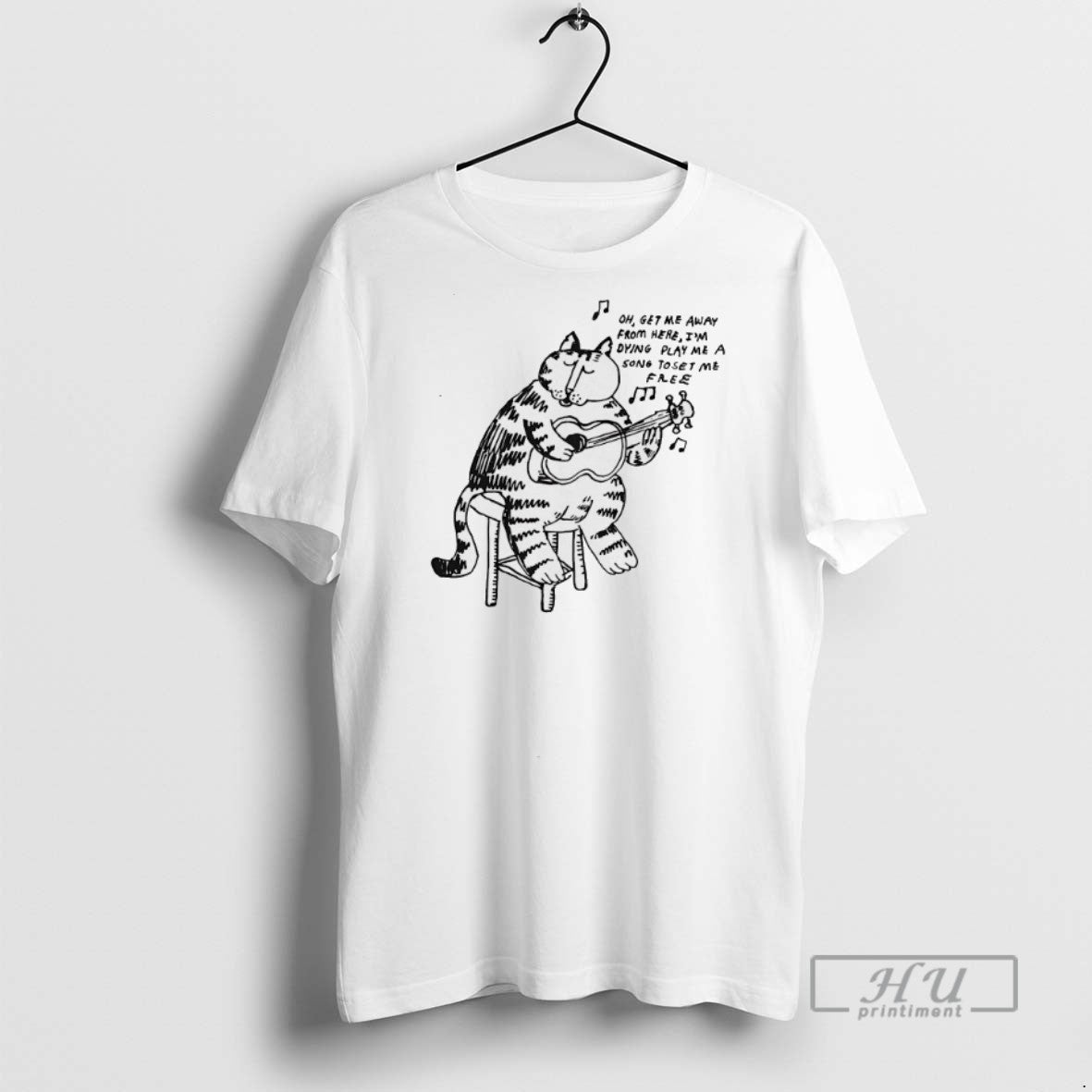 Officials Cat Playing Guitar Get Me Away From Here Im - Adult & Kids T-Shirts, Sweatshirts & Hoodies apparel design preview 1