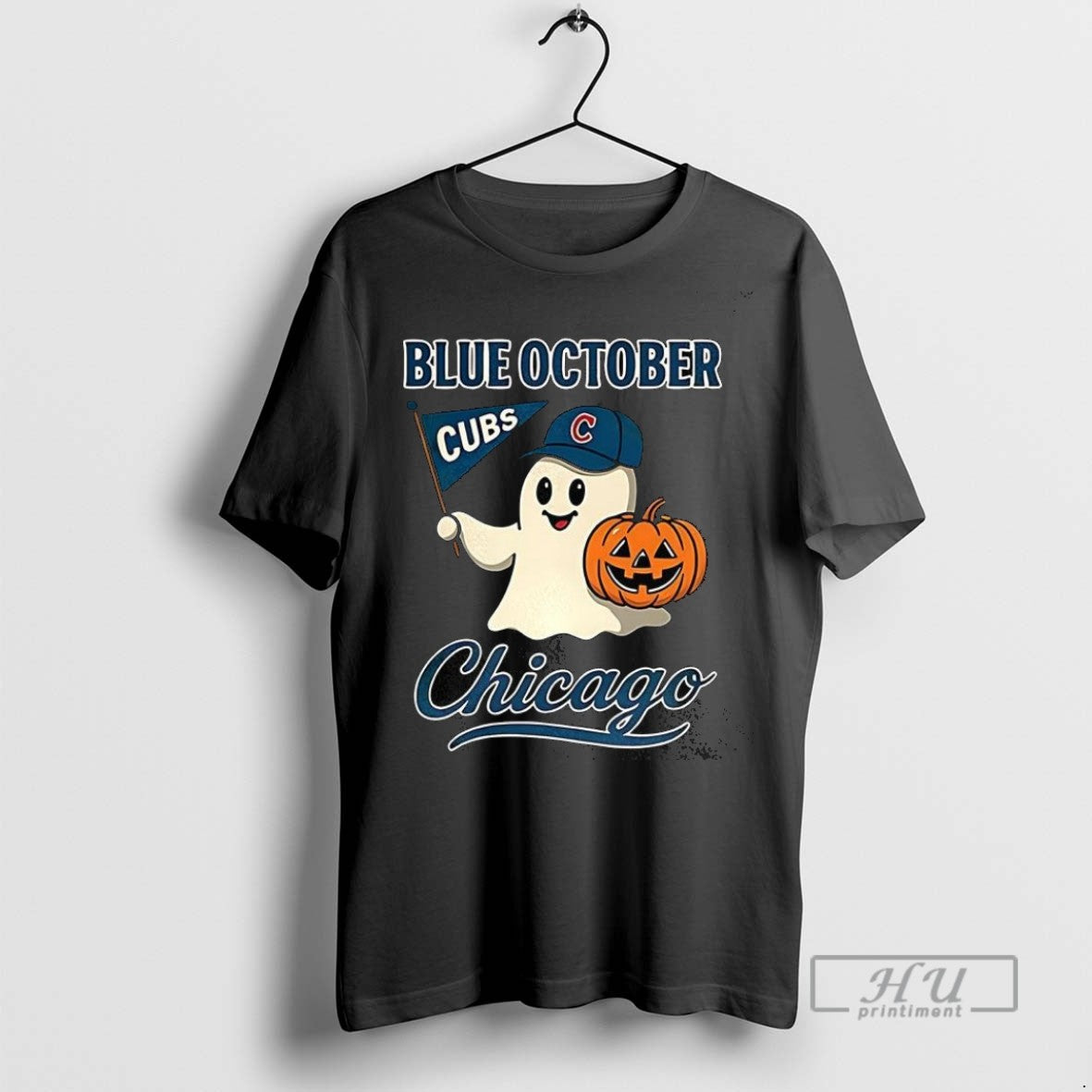Officials Chicago Cubs Mlb Blue October Ghost - Adult & Kids T-Shirts, Sweatshirts & Hoodies apparel design preview 1