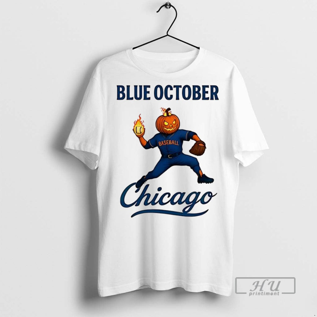 Officials Chicago Cubs Baseball Blue October Pumpkin - Adult & Kids T-Shirts, Sweatshirts & Hoodies apparel design preview 1