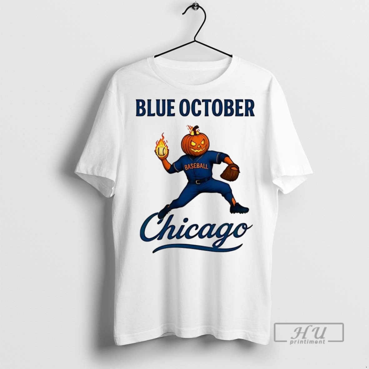 Officials Chicago Cubs Baseball Blue October Pumpkin - Adult & Kids T-Shirts, Sweatshirts & Hoodies apparel design preview 1