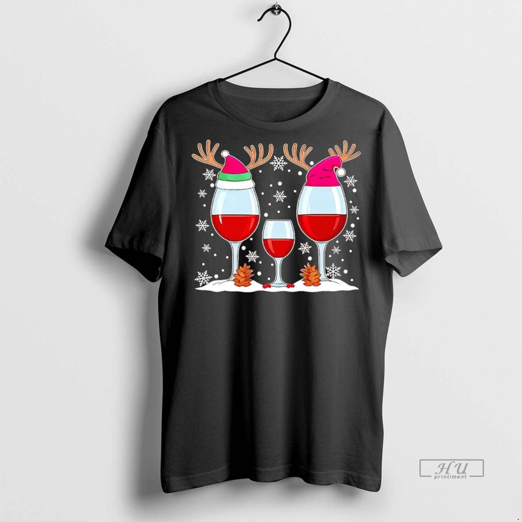 Officials Christmas Wine Glasses Reindeer Sweater - Adult & Kids T-Shirts, Sweatshirts & Hoodies apparel design preview 1