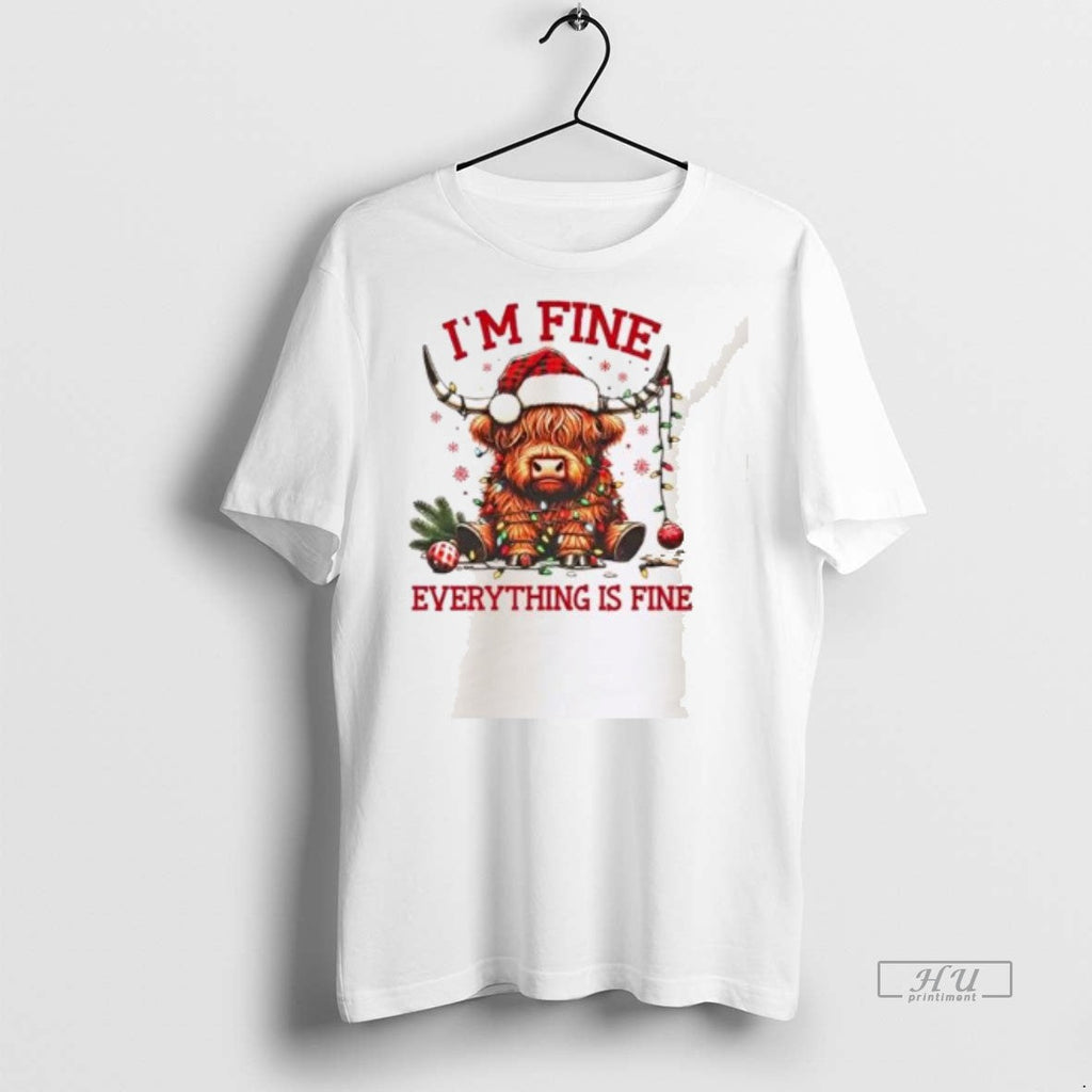 Officials Cow Im Fine Everything Is Christmas Lights - Adult & Kids T-Shirts, Sweatshirts & Hoodies apparel design preview 1
