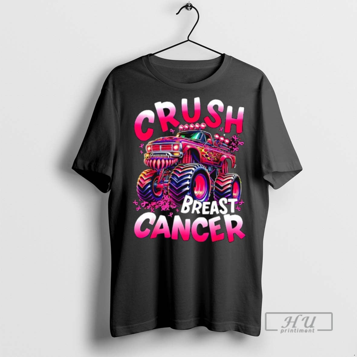 Officials Crush Breast Cancer Awareness Monster Truck - Adult & Kids T-Shirts, Sweatshirts & Hoodies apparel design preview 1
