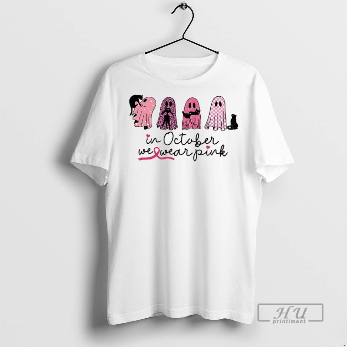 Officials Cute Ghost Black Cat In October We Wear - Adult & Kids T-Shirts, Sweatshirts & Hoodies apparel design preview 1