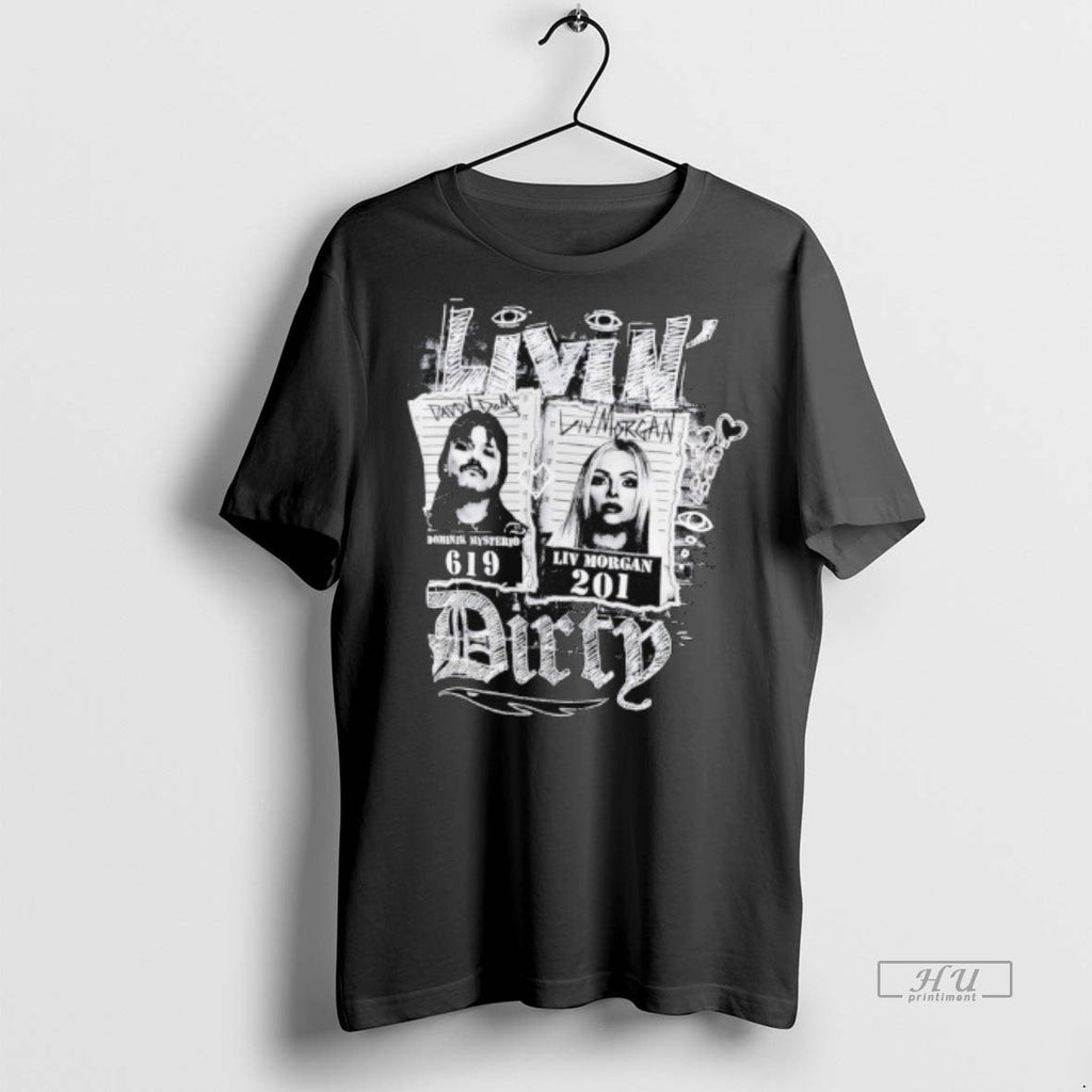 Officials Dominik Mysterio And Liv Morgan Livin Dirty - Adult & Kids T-Shirts, Sweatshirts & Hoodies apparel design preview 1