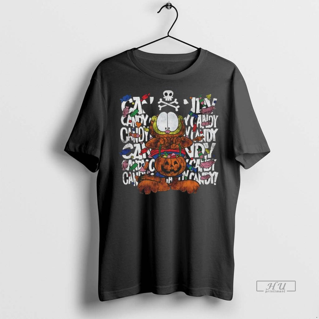 Officials Garfield Halloween Candy Repeat Retro - Adult & Kids T-Shirts, Sweatshirts & Hoodies apparel design preview 1