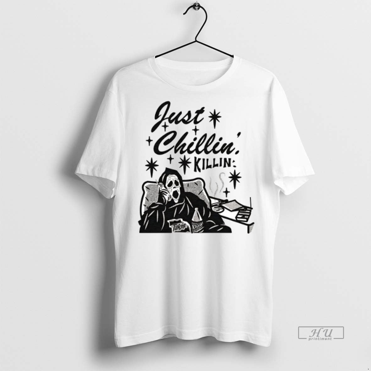 Officials Ghostface Just Chillin Killin Ceramic And - Adult & Kids T-Shirts, Sweatshirts & Hoodies apparel design preview 1
