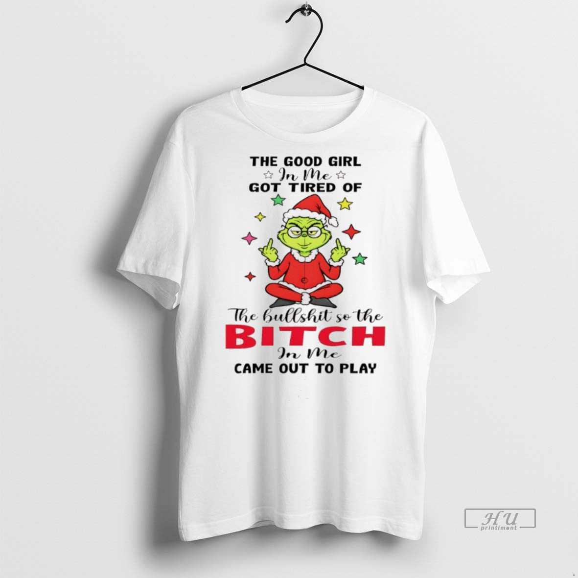 Officials Grinch Santa Hat Middle Finger The Good - Adult & Kids T-Shirts, Sweatshirts & Hoodies apparel design preview 1