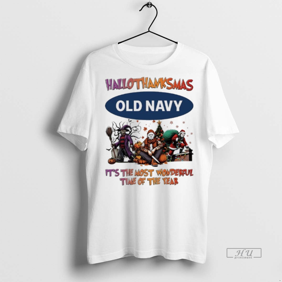 Officials Halloween Movies Old Navy Hallothanksmas - Adult & Kids T-Shirts, Sweatshirts & Hoodies apparel design preview 1