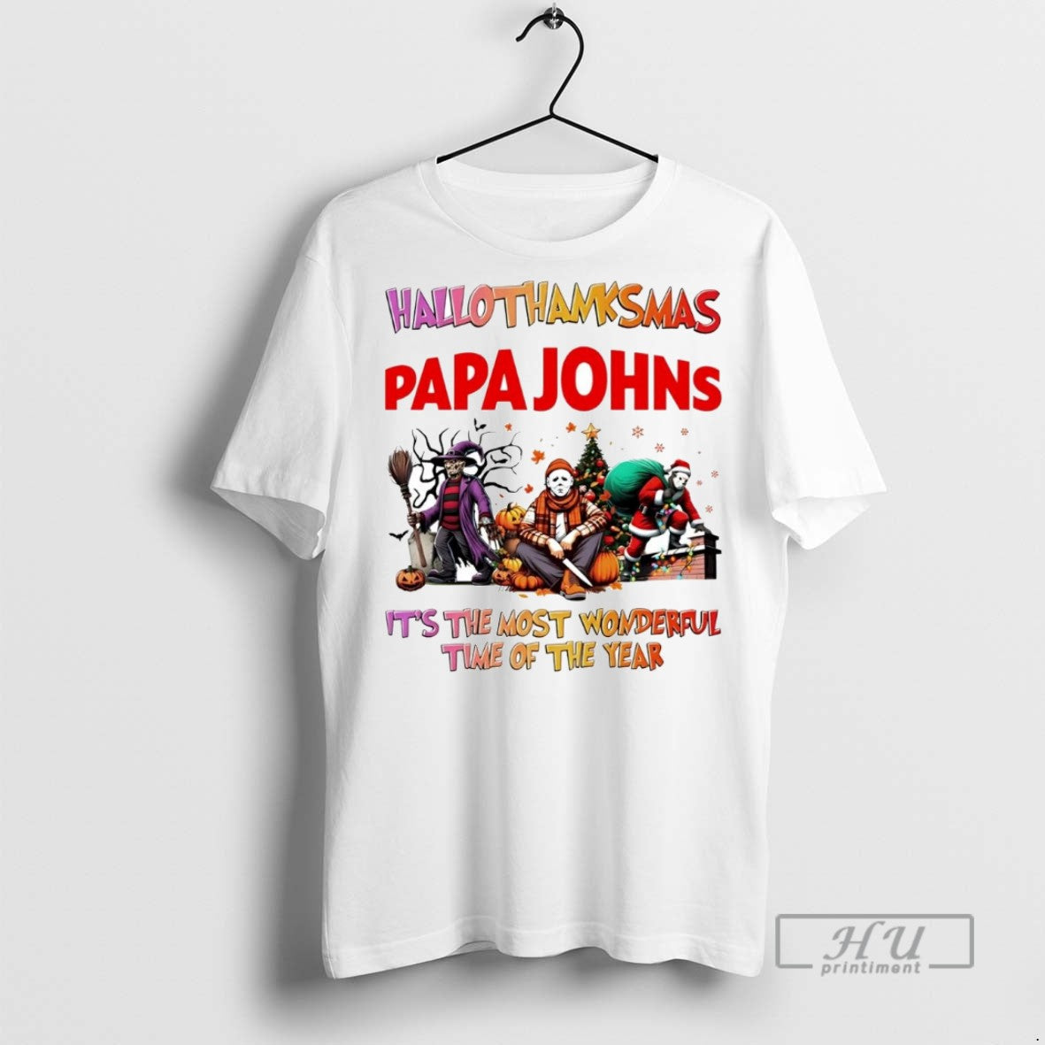Officials Horror Movies Papa Johns Hallothanksmas Its - Adult & Kids T-Shirts, Sweatshirts & Hoodies apparel design preview 1