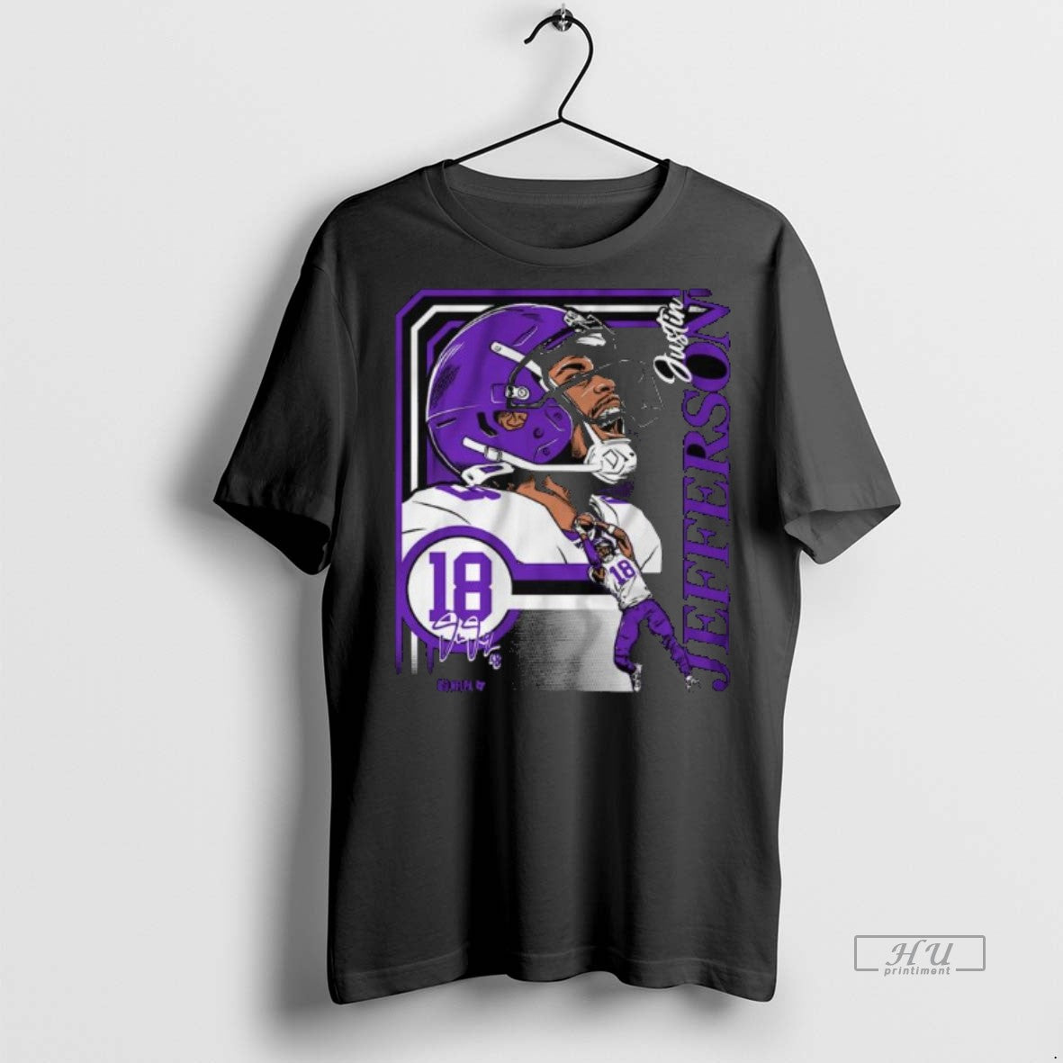 Officials Justin Jefferson Collage Frame Long Sleve - Adult & Kids T-Shirts, Sweatshirts & Hoodies apparel design preview 1