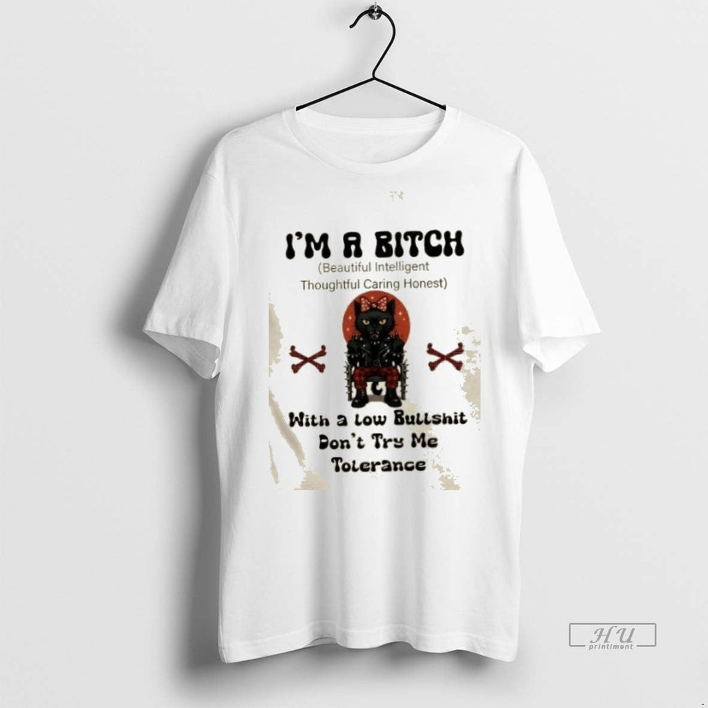 Officials King Black Cat Im A Bitch With Low Bullshit - Adult & Kids T-Shirts, Sweatshirts & Hoodies apparel design preview 1