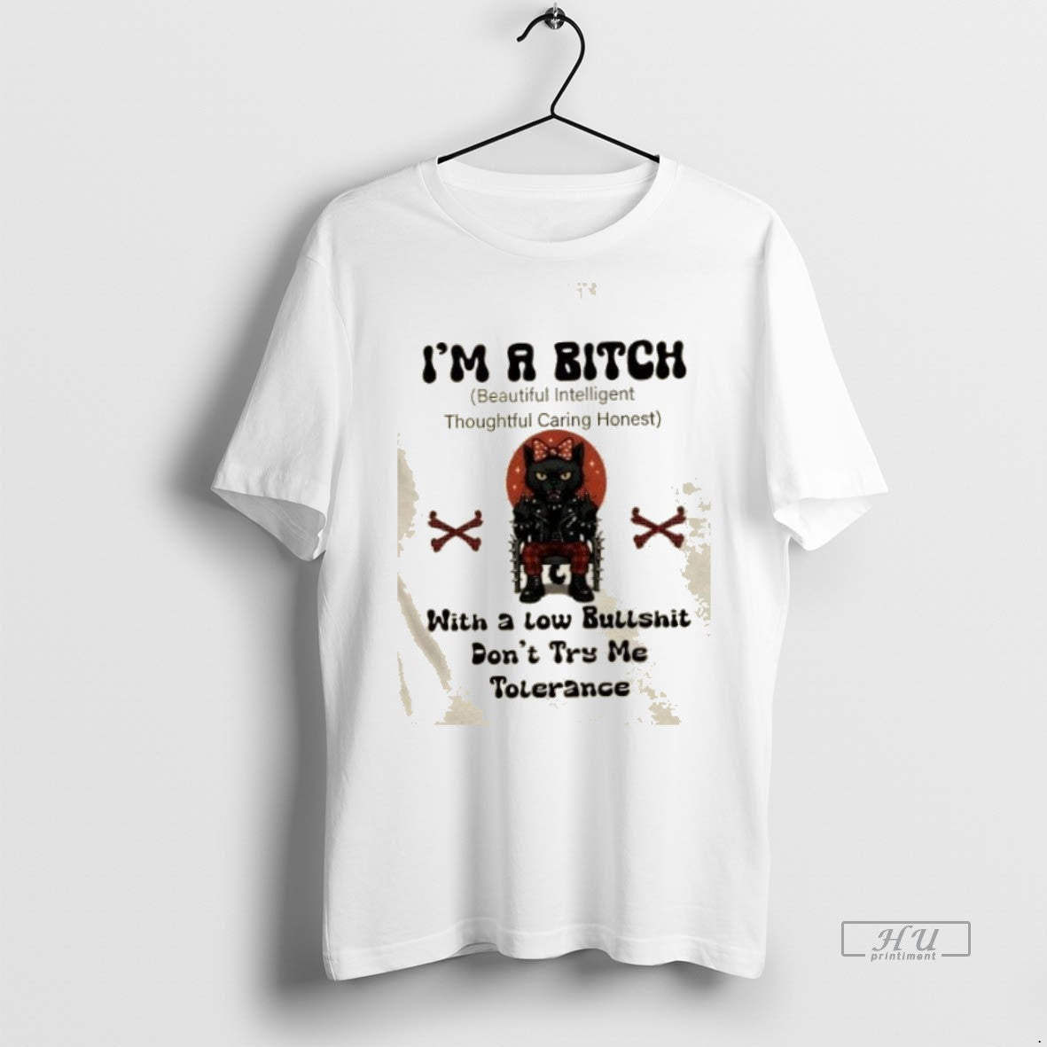 Officials King Black Cat Im A Bitch With Low Bullshit - Adult & Kids T-Shirts, Sweatshirts & Hoodies apparel design preview 1